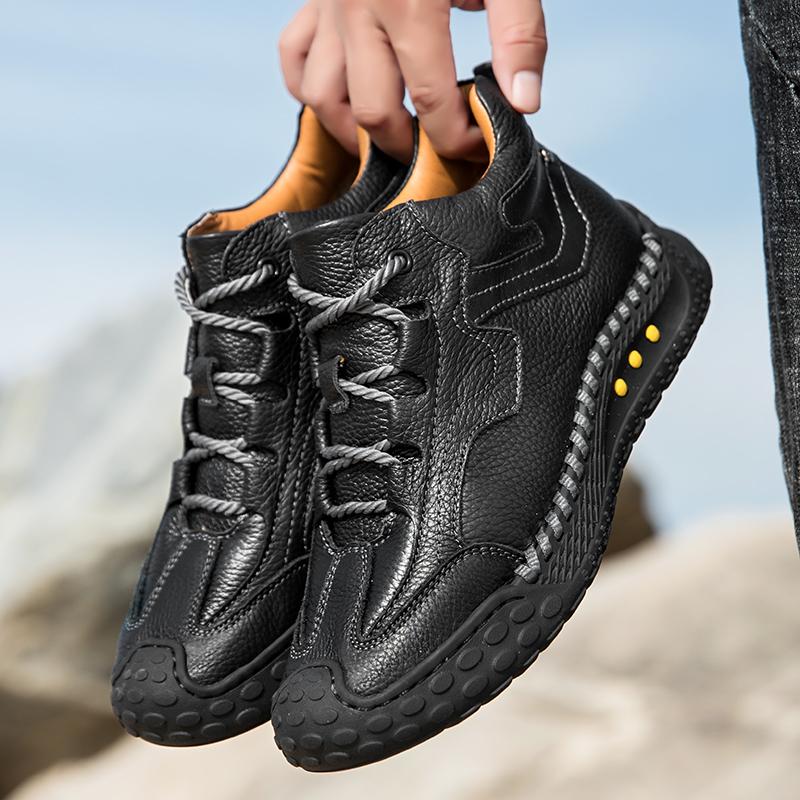 Men's High-top Hiking Boots Casual Sneakers Handmade Leather Shoes 39-46