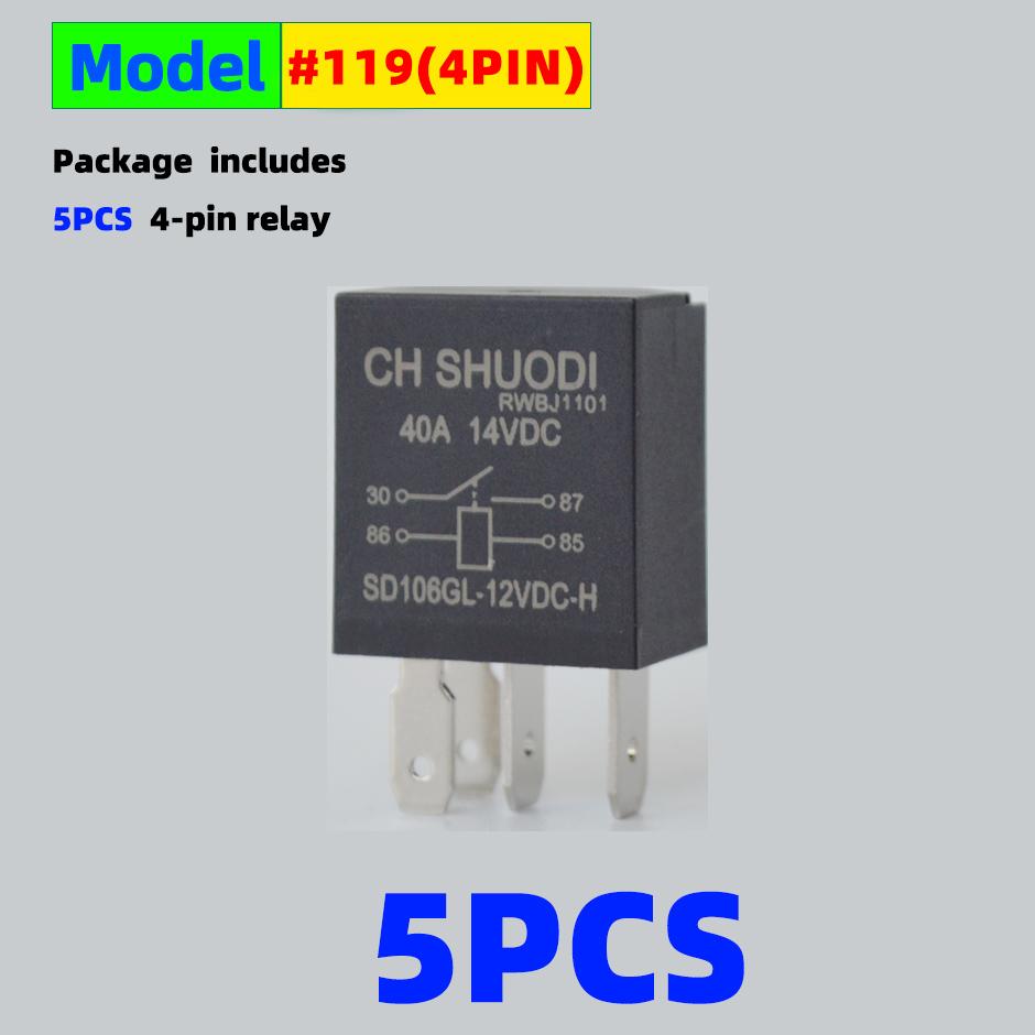 Car Relay DC12V 40A Rated Current SPDT 4 or 5 Pins Car Automotive Alarm Relay 40 Amp for Vehicle