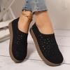 Women's Breathable Mesh Slip-On Loafers - Lightweight Casual Shoes with Soft Sole, Perforated Design for All-Day Comfort, Beige PU Cover Upper