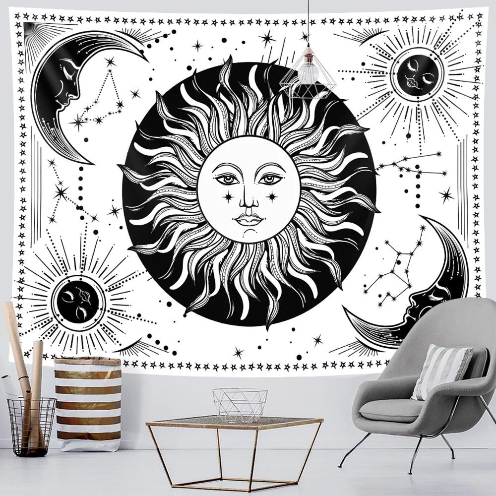 VIKAMA Dark Starry Sky Moon Tapestry Dreamlike Star And Moon Element Tapestry Bedroom Headboard InstagramStyle Decor Tapestry