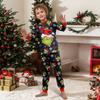 Print Cute Family Set Pajamas, Home Clothes, Family Set Long Sleeve Top Pants Set