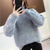 Faux Mink Fur Sweater for Women Thickened Winter and Autumn Outfits Turtleneck Striped Pullover Top Casual Knitted Sweater