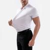 Camicia da uomo blu navy ad alta elasticità senza cuciture a maniche lunghe slim fit formale con bottoni