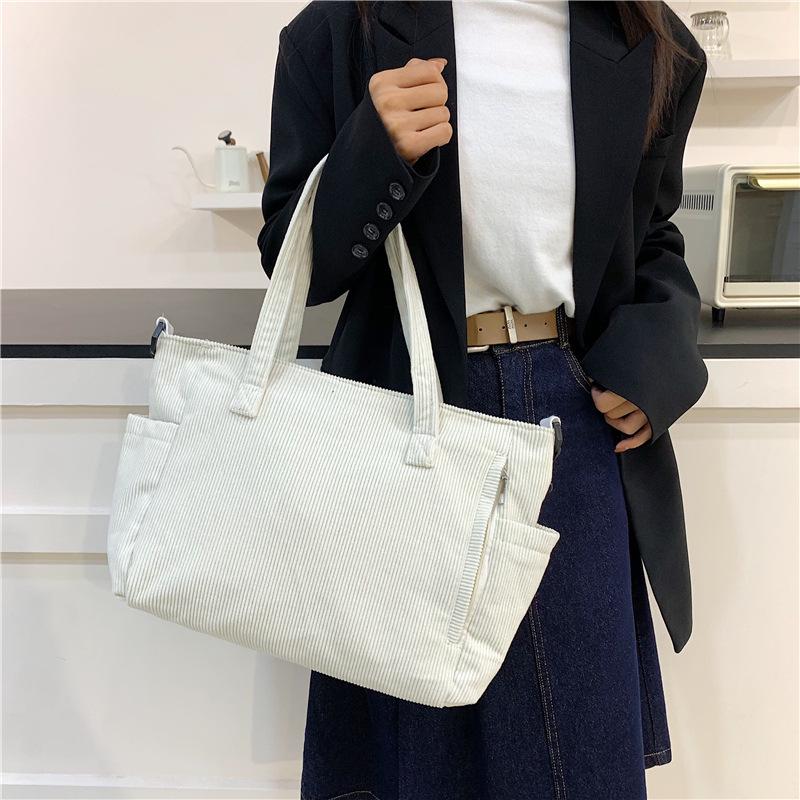 Women's Corduroy Large Capacity Handbag - 2025 Mori Style Retro Versatile Bookbag