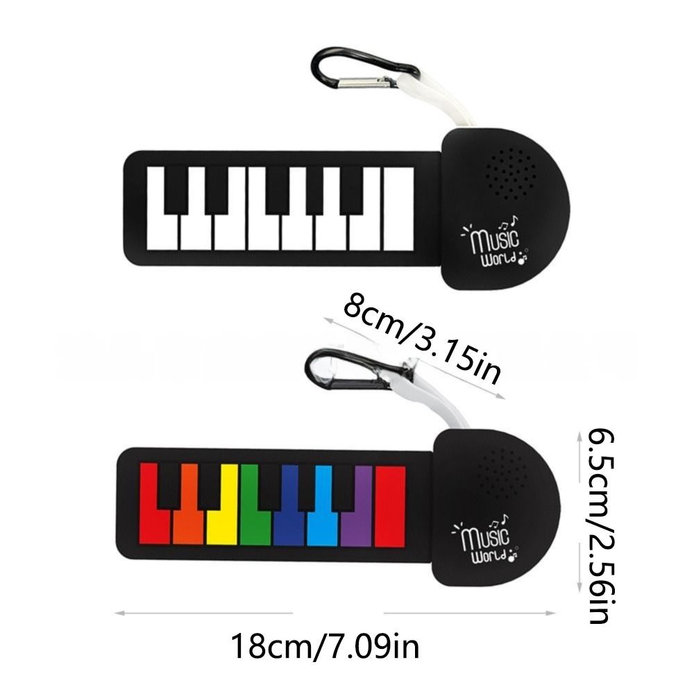 Rainbow Color Silicone Piano Keyboard Foldable Mini Rainbow Guitar Keychain  Music Enthusiasts
