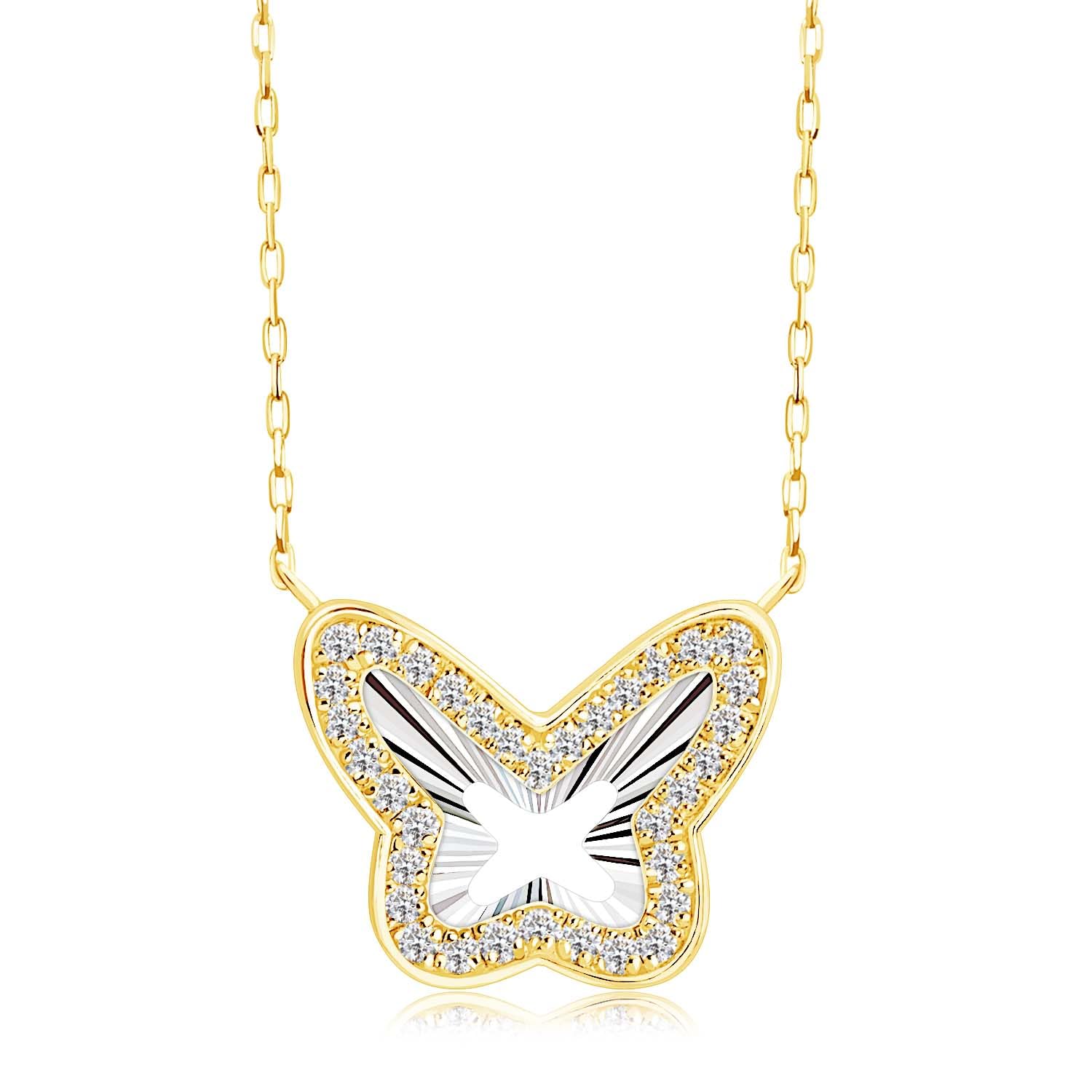 

Necklace Diamond Cross Butterfly K18 18K Gold [Lara Christie] Women s 0.11ct lp51-0021-yg