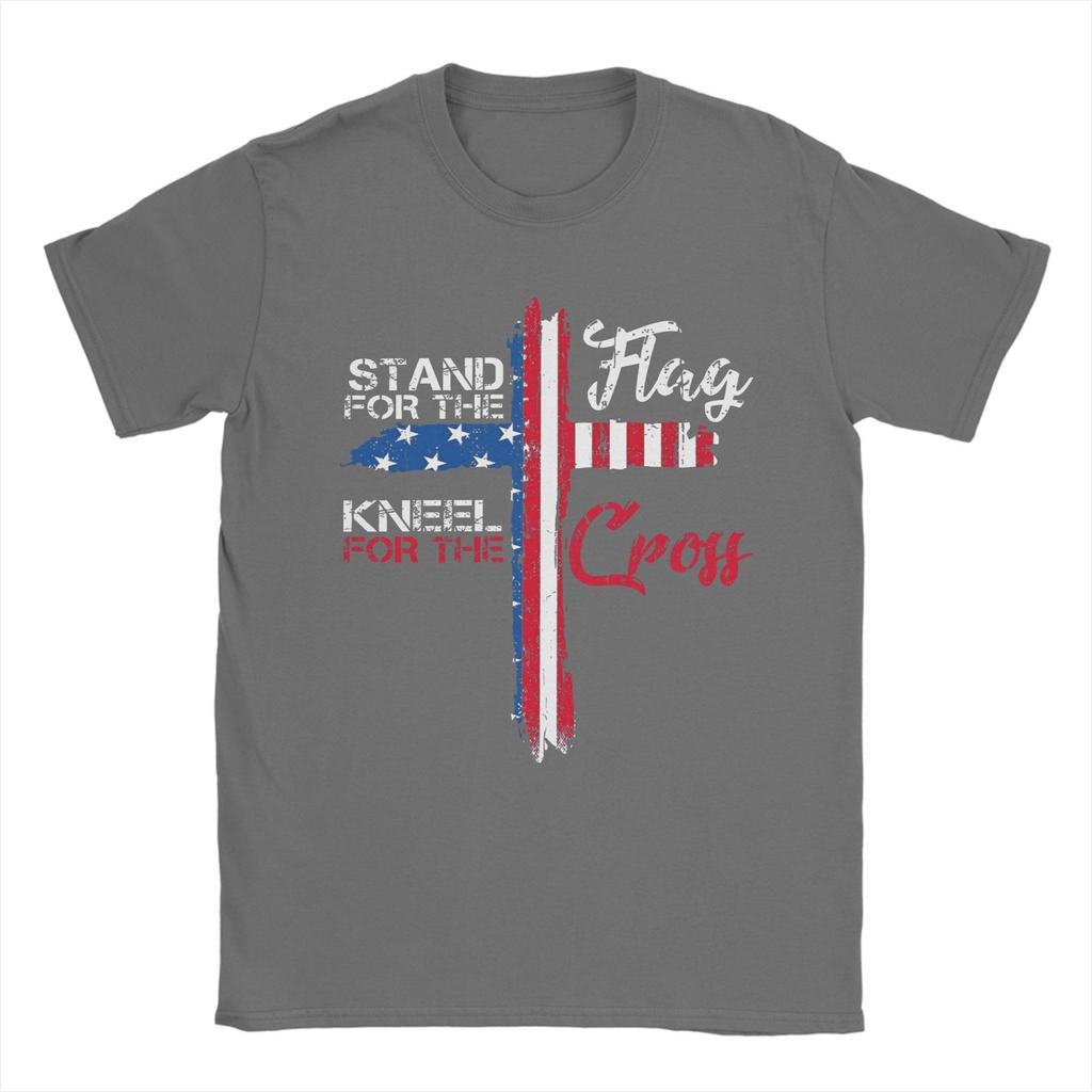 Stand For The Flag I Kneel For The Cross T-Shirt Summer  Cotton T-Shirts For Men Hip Hop Casual Tshirt Short Sleeve Clothing