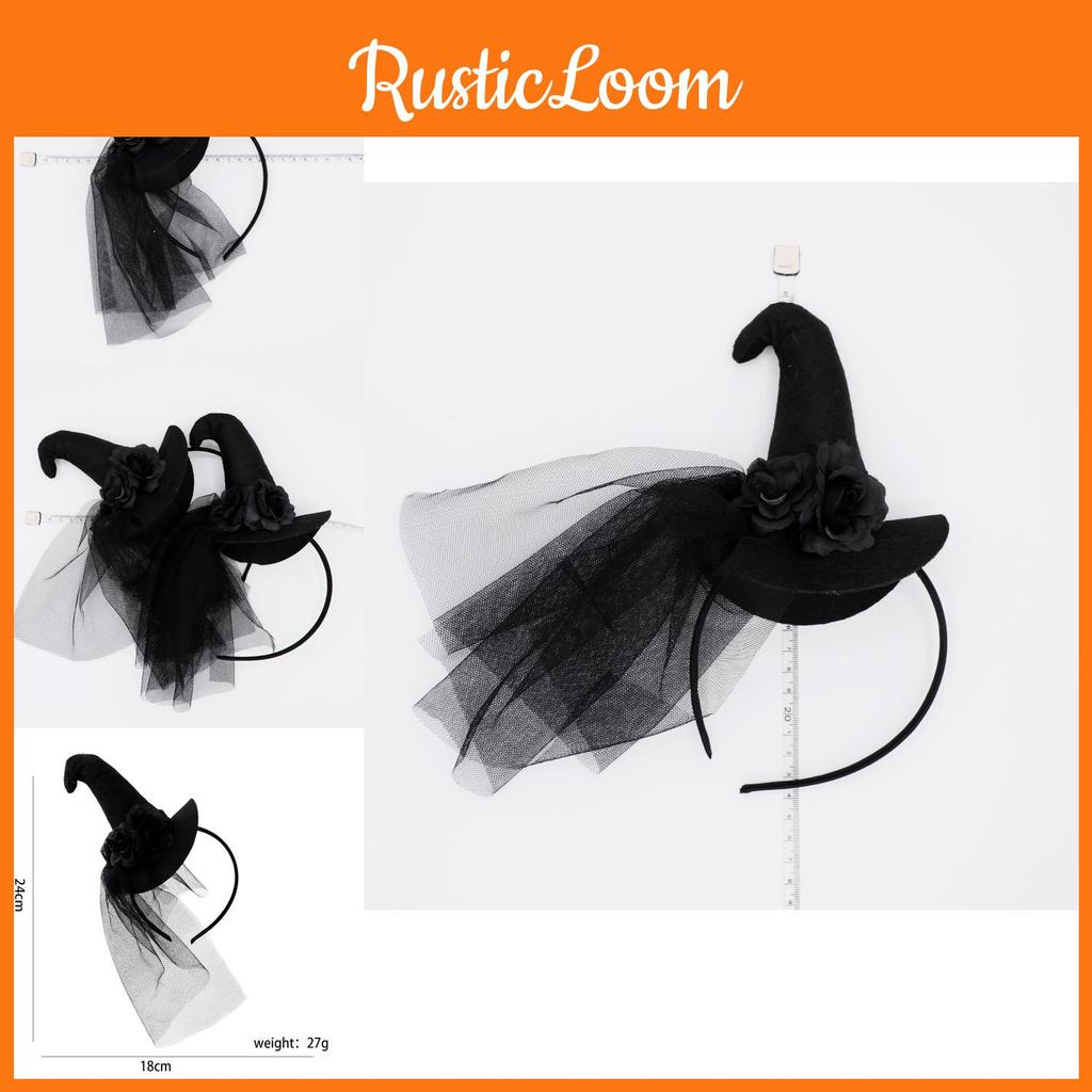 Fashionable French Vintage Lace Headband Retro Mesh Witch Hat For Halloween Party Costumes Handcrafted)
