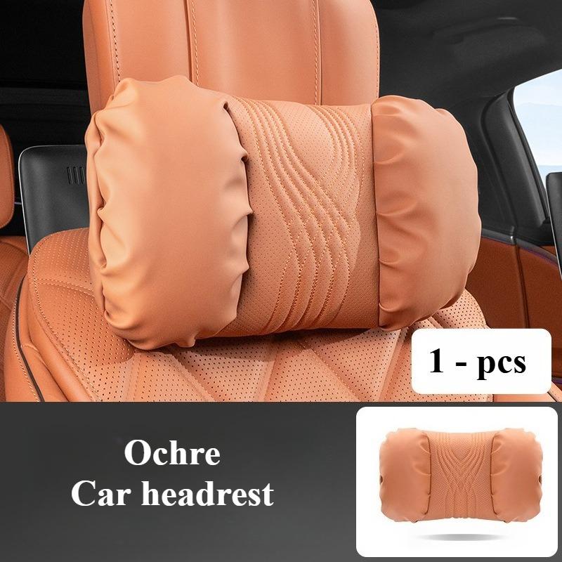 HQZQB1 Luxury Nappa Leather Car Neck Pillow and Seat Pillow Soft Car Headrest Waist Pillow Seat Accessories Car Headrest and Lumbar Set