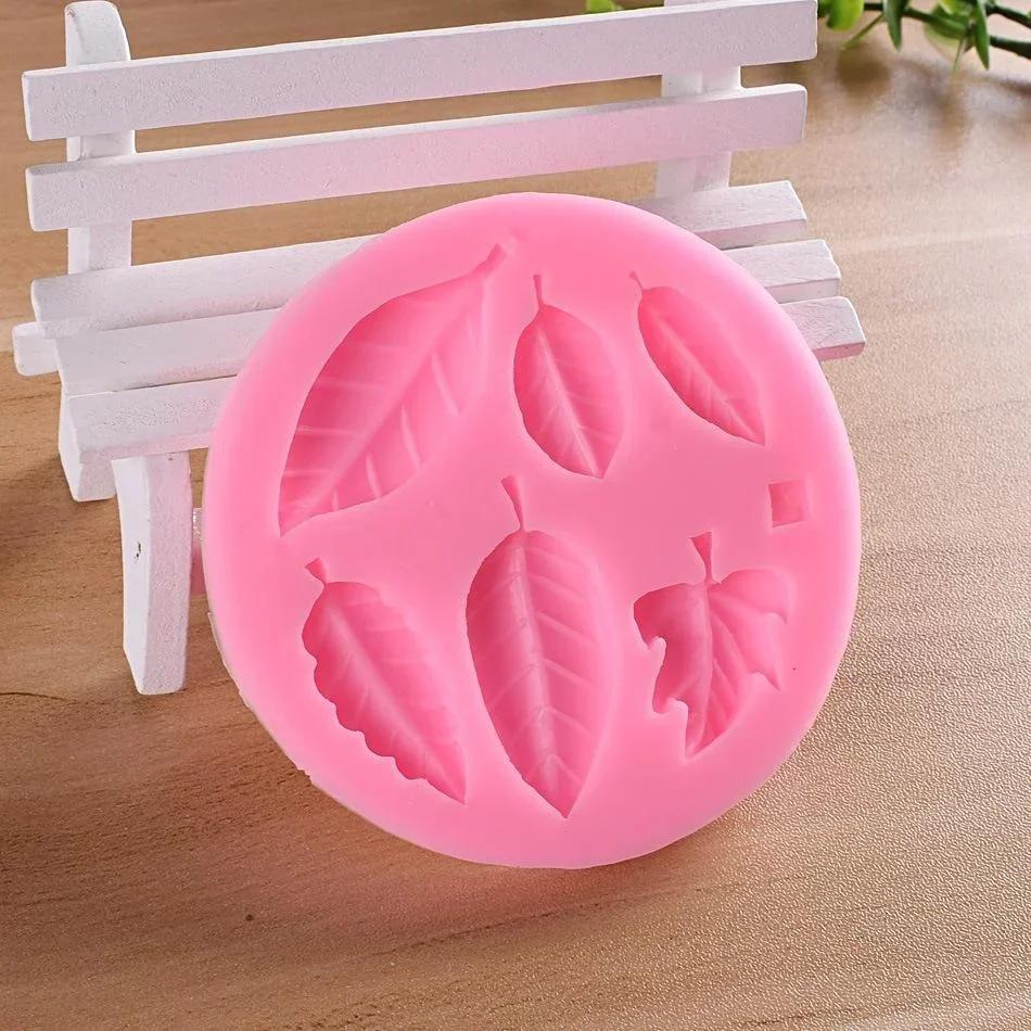 Leaf Shaped Kitchen Baking Tools 6 Holes Silicone Molds with Chocolate Molds Sugar Flipping Cake Decoration Molds Accesories