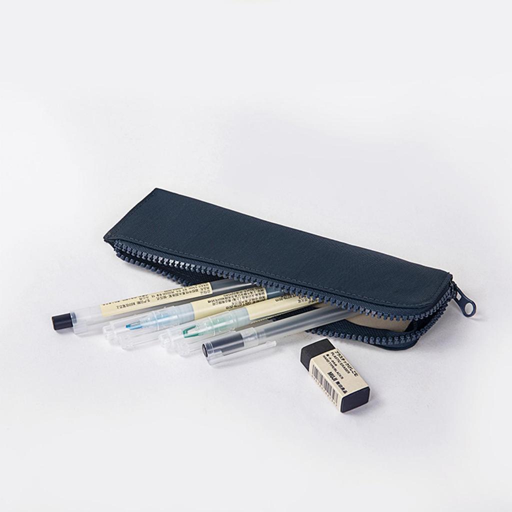 YONBEN Slim Nylon Pencil Case Light Gray Zipper Pen Pouch Oxford Fabric Stationery Organizer 20 x 6.5 1 cm