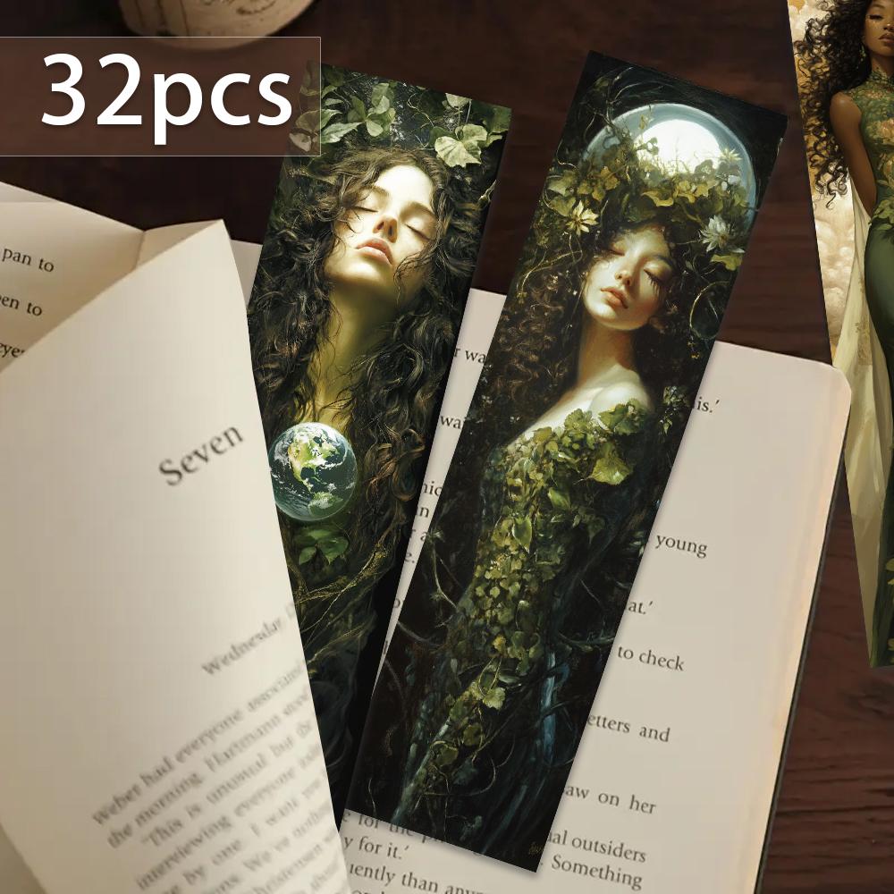 32pcs, Forest-style girl bookmarks, suitable for back-to-school season, Christmas, Halloween, teachers, readers, and birthdays.