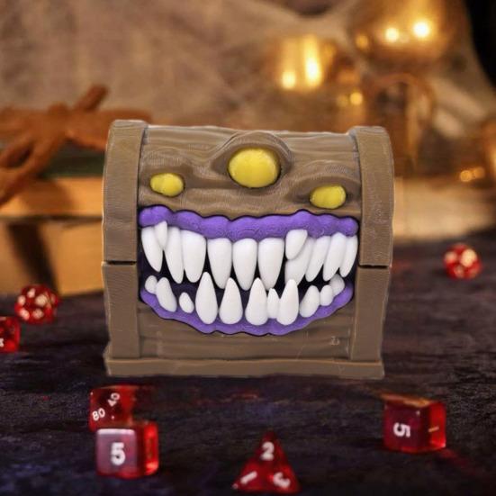 Horror Mimic Dice Storage Box Heavy Duty Plastic Mini Jewelry Box Miniature Necklace Earrings Organizer Chest Ornaments