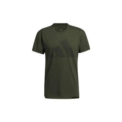 Three-Bar Logo Print Training Sports Short Sleeve Tee Men Tops Green GT7249