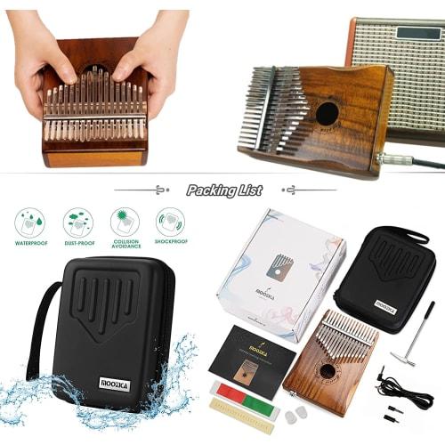 MOOZICA Kalimba, 17-Key, C Key, Connectable To Amplifiers, Beginner-Friendly, Made of Acacia Core Wood, Thumb Piano, Tuning Hammer, Japanese Instructi