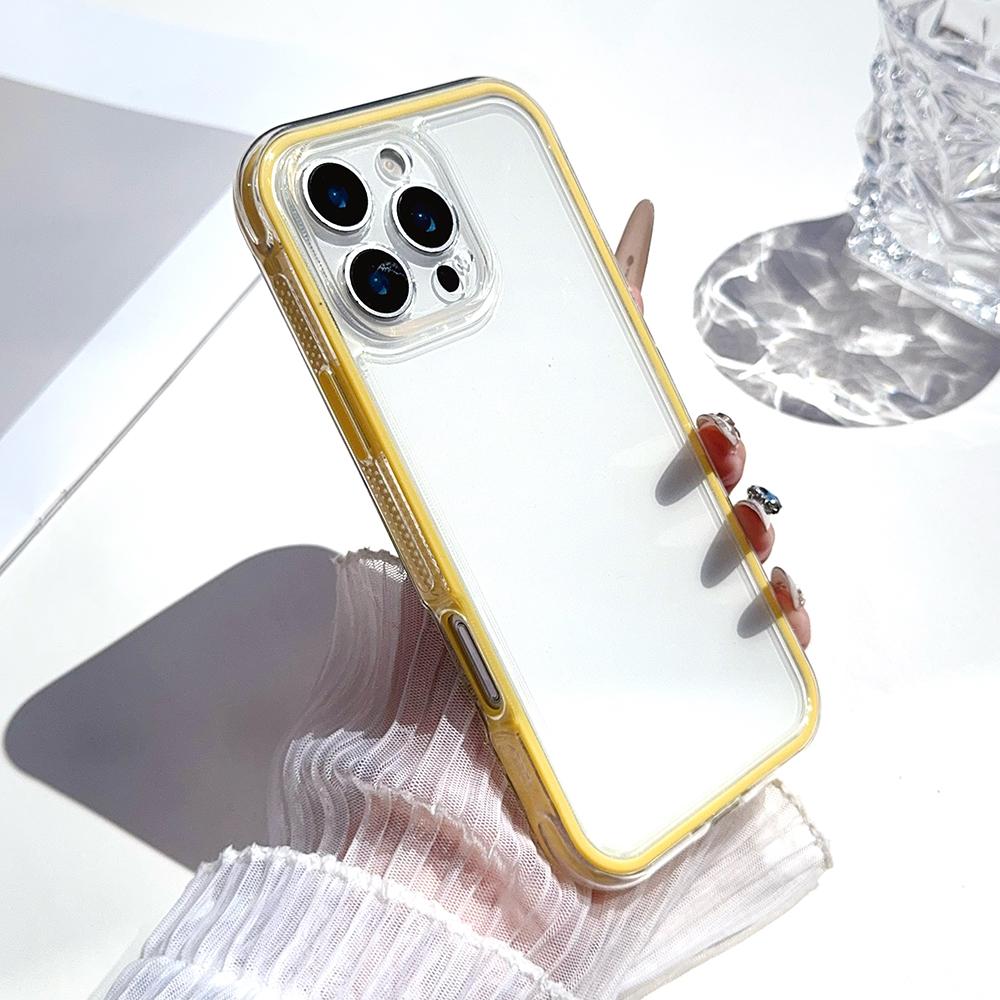 2 IN 1 Clear Candy Color Case for For Iphone 16E 1 14 Plus 13 12 11 17 Pro Max Shockproof Bumper Protective Cover Phone Accessories