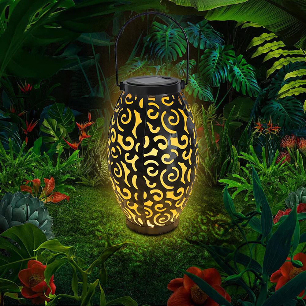 

Solar Lanterns Hanging Solar Lights Outdoor with Handle Metal Waterproof Decorative Solar Garden Lights for Patio Porch Pathway чорний