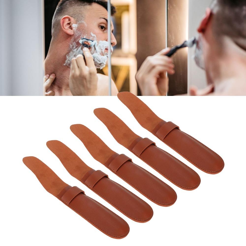 5pcs Brown Trimmer Case PU Leather Storage Bag Salon Use Clipper Case For Barber