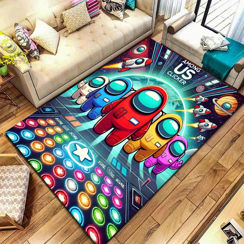 Tappeto Among Us per Soggiorno Camera da Letto Casa Decorazione Divano, Tappetino Antiscivolo per Giochi Bambini
