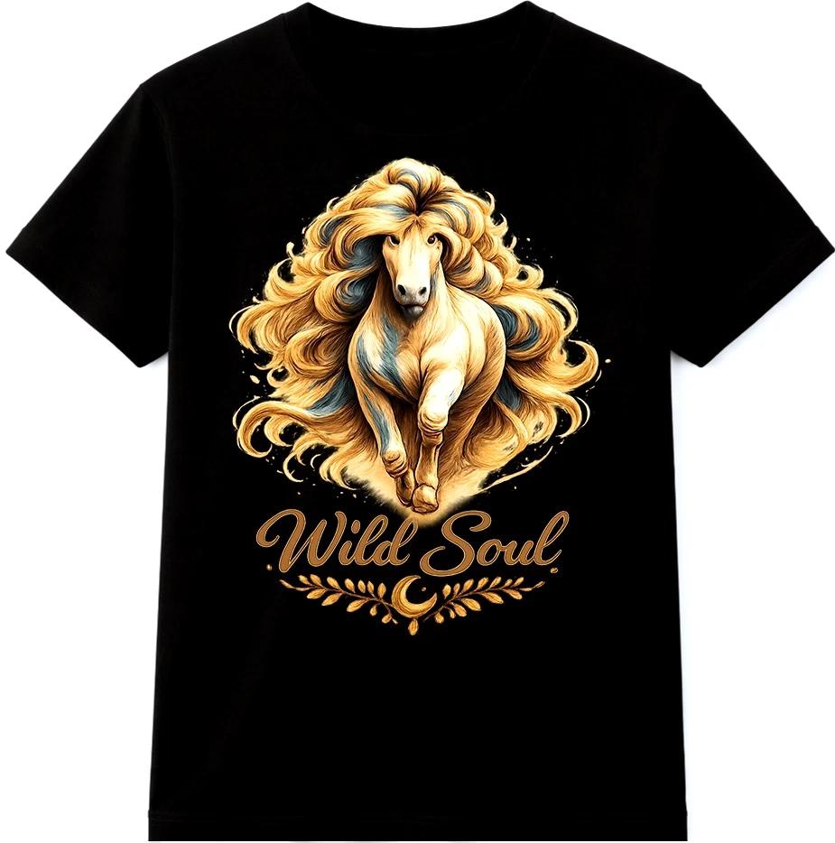 Horse Running T Shirt Western Equestrian Cowboy Wild Soul Graphic Tee XXXL