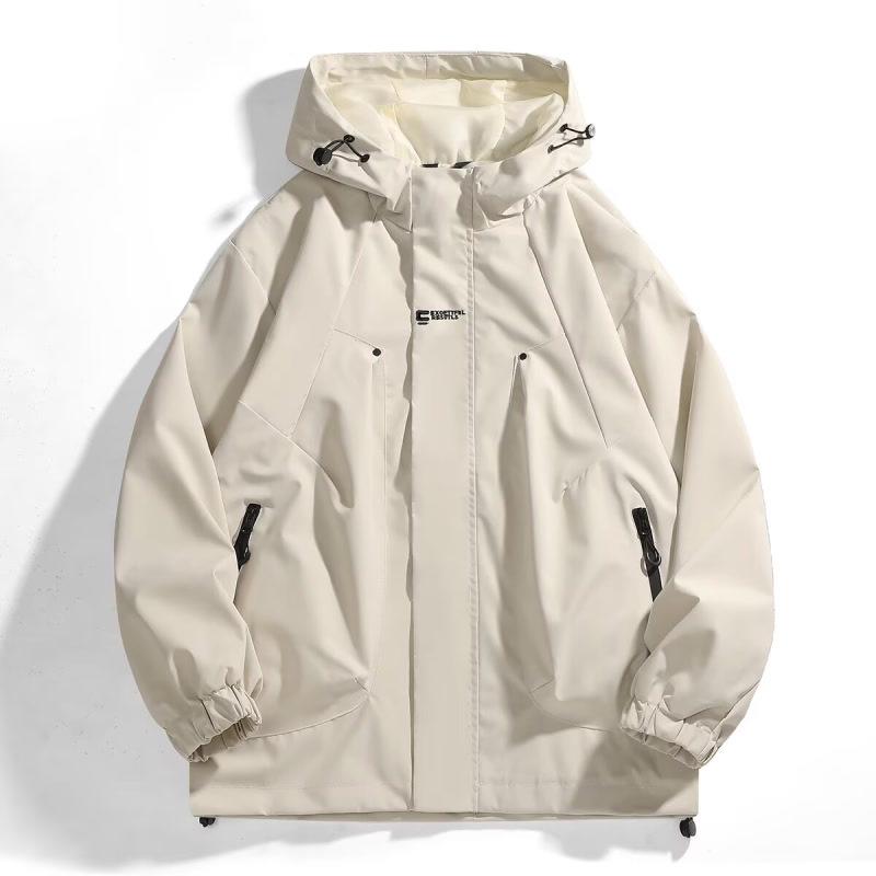 Men's Spring 2026 American Windbreaker: Mountain-Style, Outdoor, Three-Proof, Casual, Loose-Fit Hooded Jacket