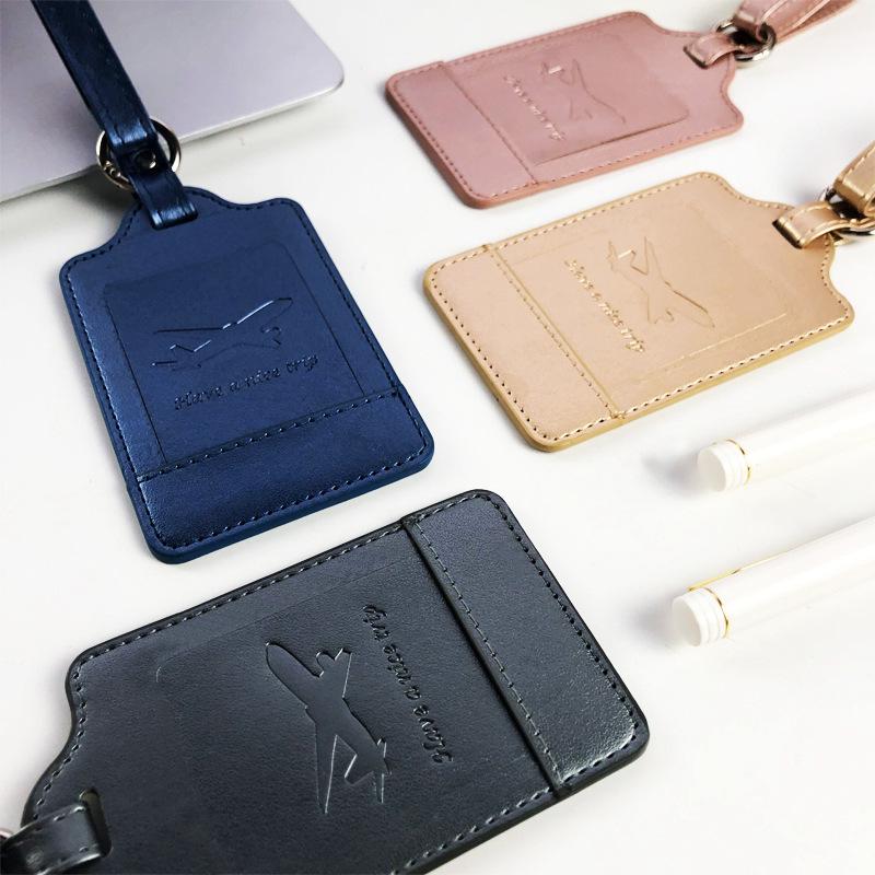 Luggage Tag Ring Lengthened Lanyard Strap Metal Fixed PU Leather Luggage Tag