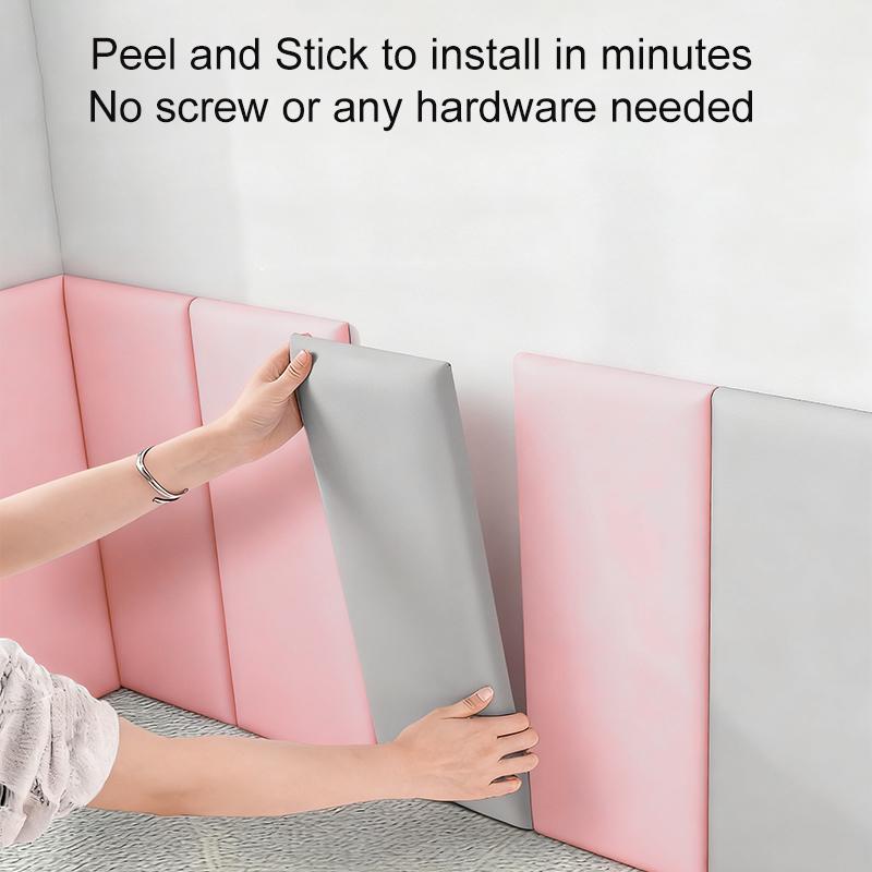 5PCS/ 3D Anti-Collision Wall Padding, Peel & Stick Upholstered Panels, Queen Headboard, Playroom Decorative Protection Panel