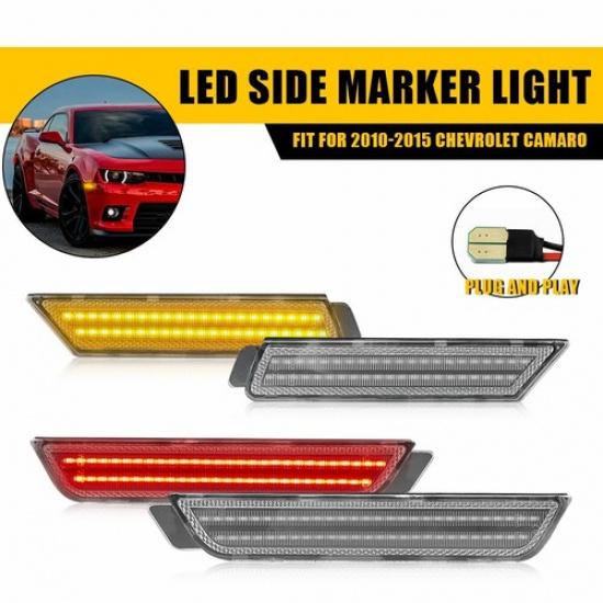 [Front+Rear]Amber+Red Clear LED Fender Side Marker Lamp For 2010-2015 Camaro EOA