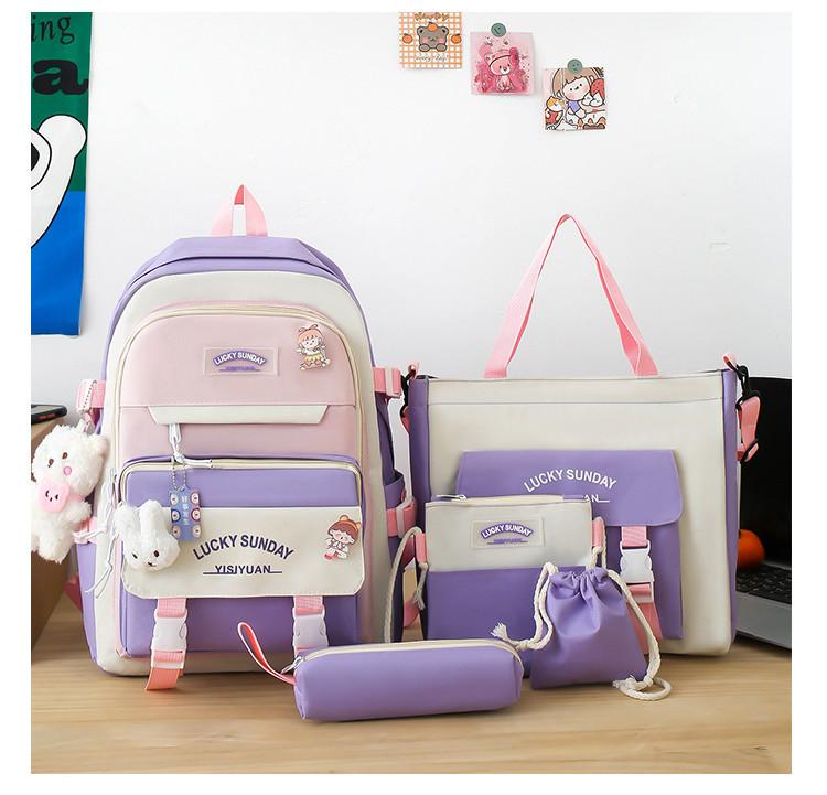 Trendy Nylon Backpack For Students Large Capacity Unisex School Bag In Various Colors