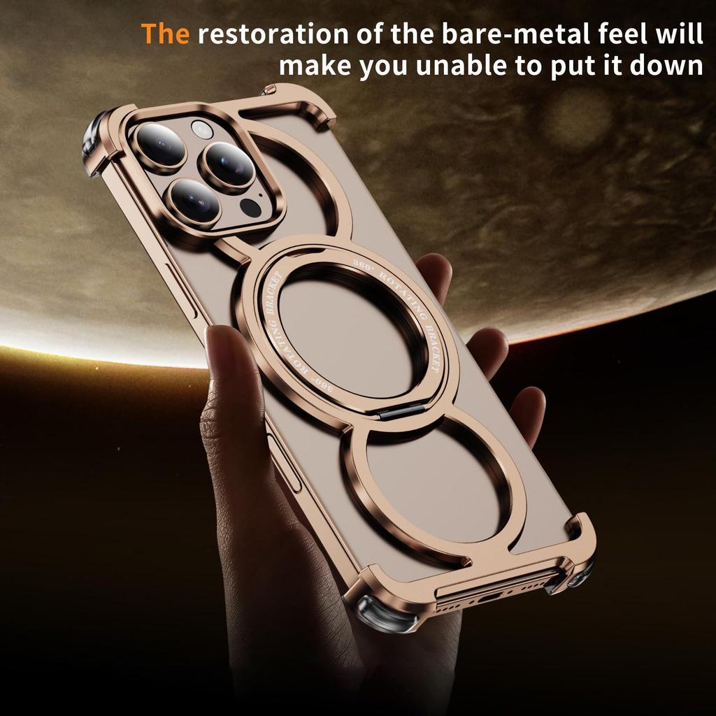 Apple 16 ProMax Magnetic Rotating Metal Phone Case for iPhone 15