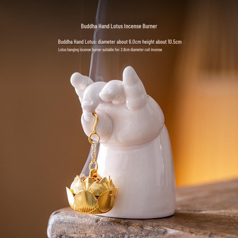 

Керамическая рука Будды Лотос Подставка для благовоний - Аксессуар для ароматерапии и украшения дома