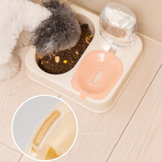 Pet Food And Water Feeder 2 In 1 Pet Feeder Bowl Automatic Water Dispenser with 500ml Bottle Detachable Pet Feeder for Cats Dogs