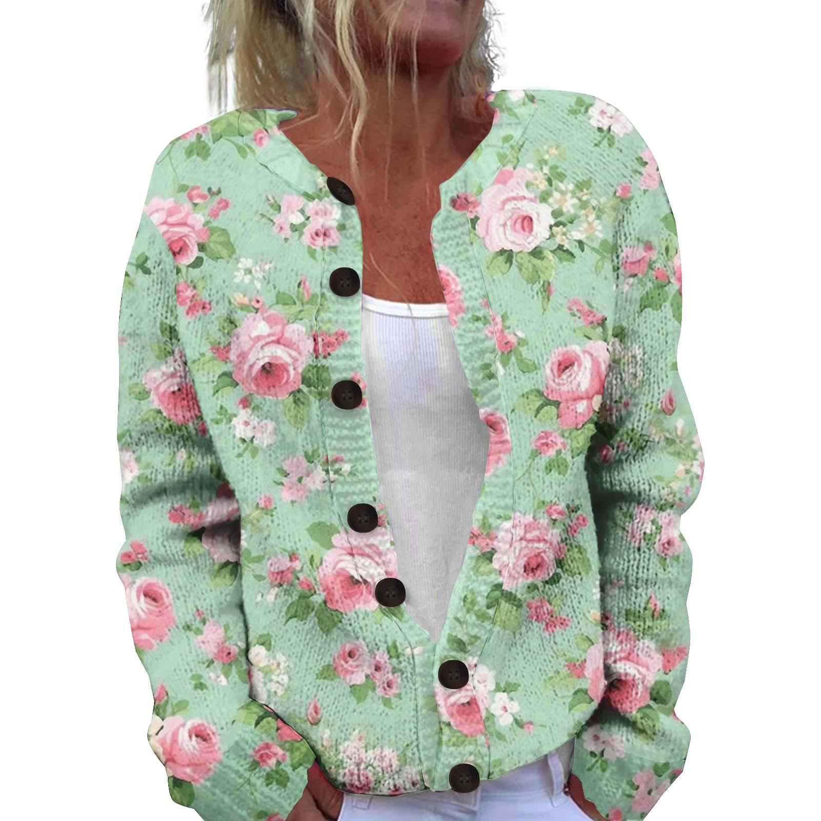 LHL new crew neck cardigan 3D printing fashion women s knitted jacket autumn sweater hot sweater S