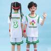 Children's Custom Basketball Jersey Set - Unisex Quick-Dry Two-Piece with Printed Number, Short Sleeve for Summer Training.