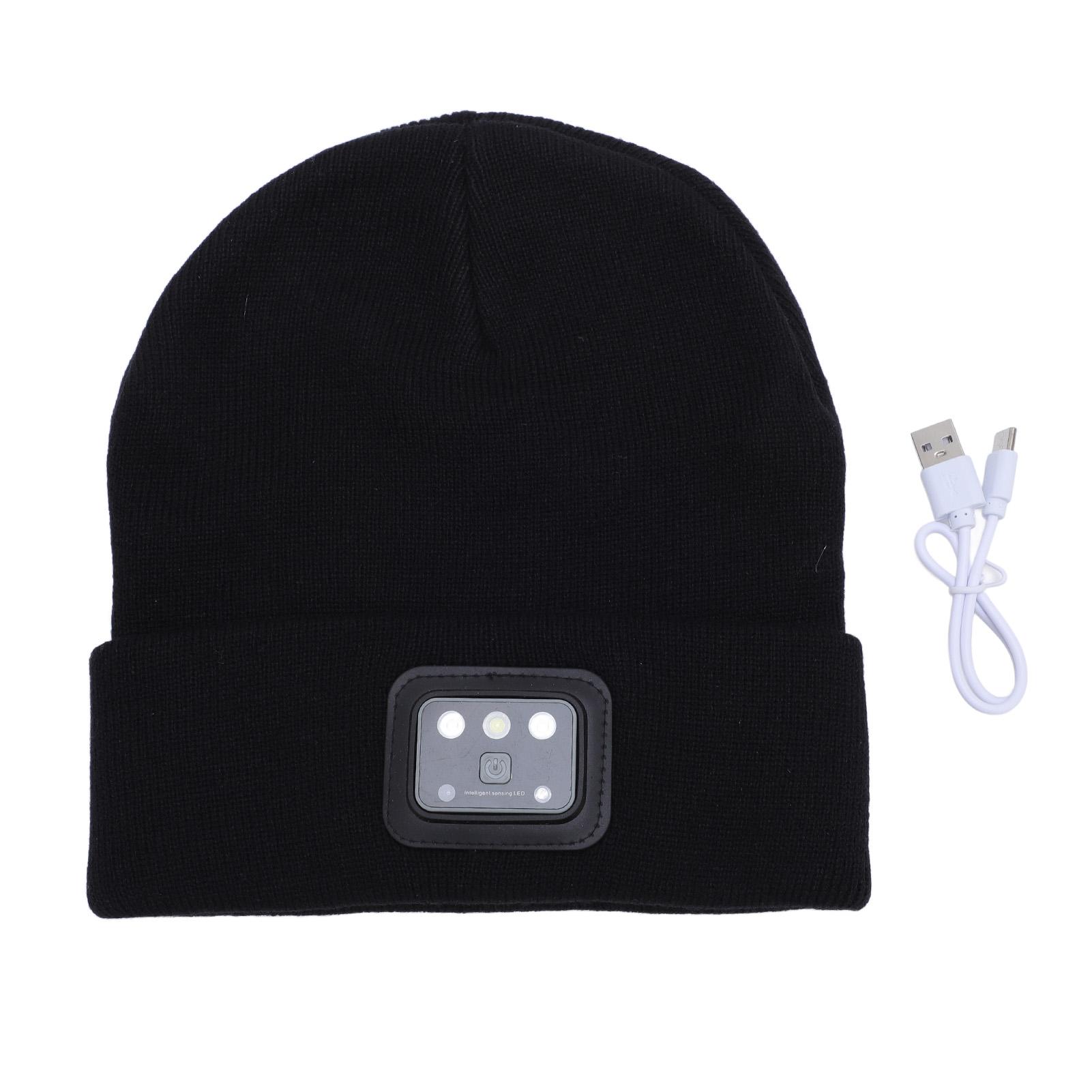 

Унисекс шапка с подсветкой USB зарядка светодиодный фонарь кепка унисекс зимняя вязаная шапка для женщин мужчин папы чёрный
