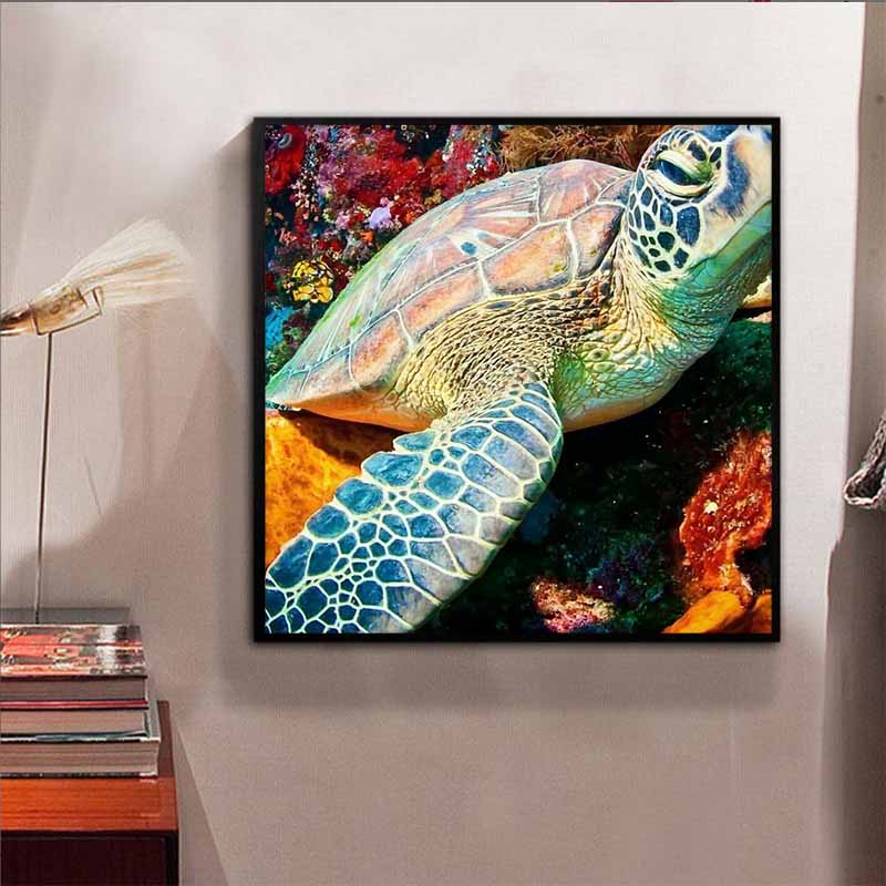 New Arrival 5D DIY Full Circle Diamond Painting "Turtle" Embroidery Cross Stitch Home Decor Gift
