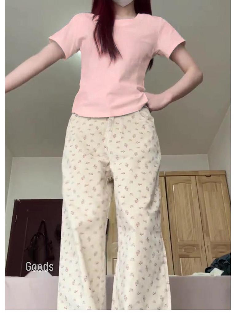 Women's Summer U-Neck Slim Fit Milk Yellow T-Shirt