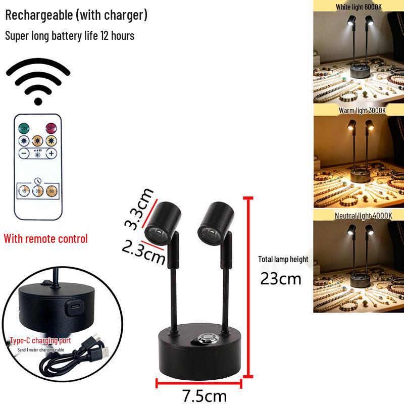 Remote-Controlled Long-Life Charging Spotlights for Jewelry Display Cases