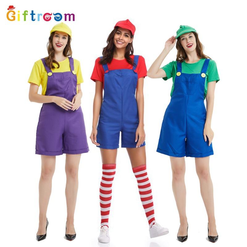Halloween Party Adult Costume Mario Cosplay Cartoon Game Uniform Louis Suit