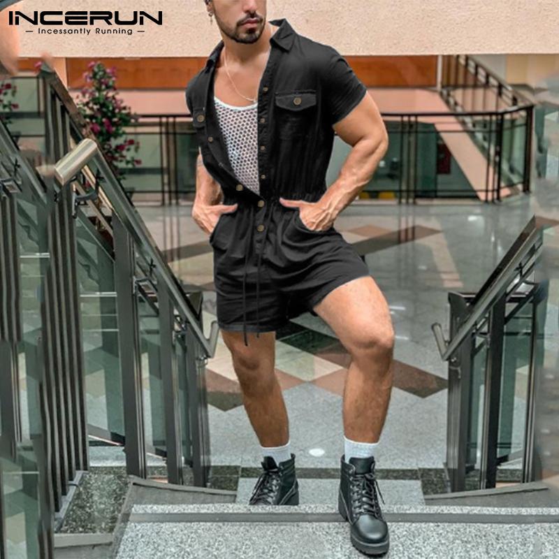 INCERUN S-5XL Moda Manica Corta Tuta Uomo Bottone Elastico Vita  Pantaloncini Estivi Tuta Rompers acquista in modo economico — spedizione  gratuita, recensioni reali con foto — Joom