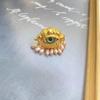 Gold-Plating Eye Open Ring Pearl Tassel Punk Stud Earrings Personality Eye Ear Clip  Women