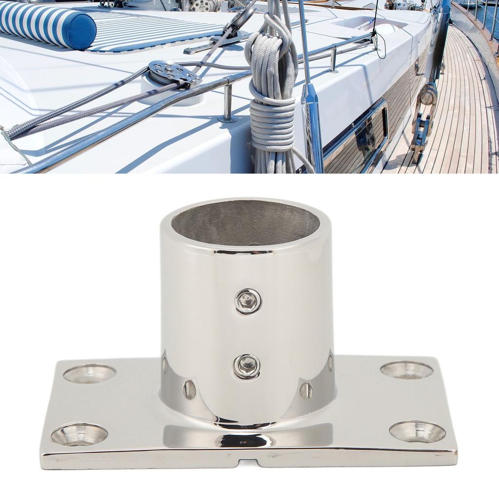 1Pc Boat Handrail Fitting Rectangular Base Silver Rugged Rustproof Boat Deck Handrail Rectangular Base 90° for Boat Marine Yacht