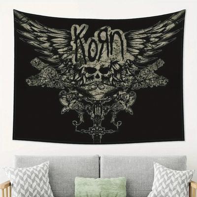 1pc Rock Style Tapestry Premium Polyester 2D Flat Versatile Skull  Sword Design for Dorm Game Room  Studio Ideal for Music