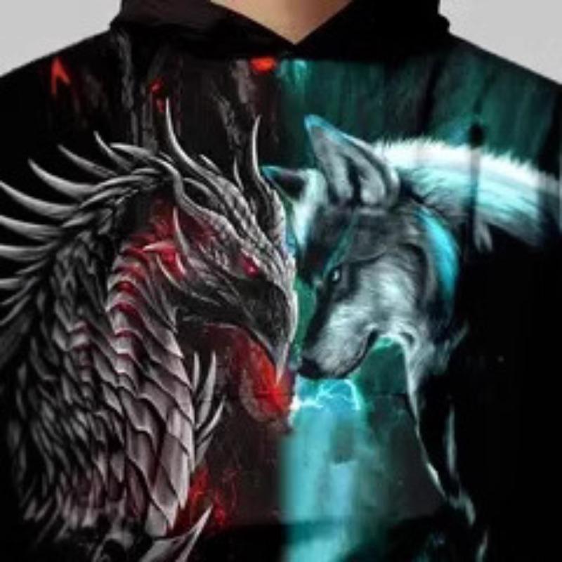 Autumn Funny Animal Pattern 3D Printed Top Fashionable Casual Long Sleeved Children's Boy Hoodies