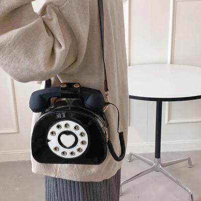 Stylish Women Telephone Shaped Crossbody PU Leather Shoulder Bag Female Casual Handbag Shopping Street School Satchel Tote Purse