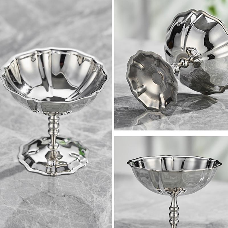 Stainless Steel Ice Cream Cup, Pudding Dessert Bowl, High Base Dessert Cup, Fruit Salad Serving Dish, Cake Plate Snack Dish