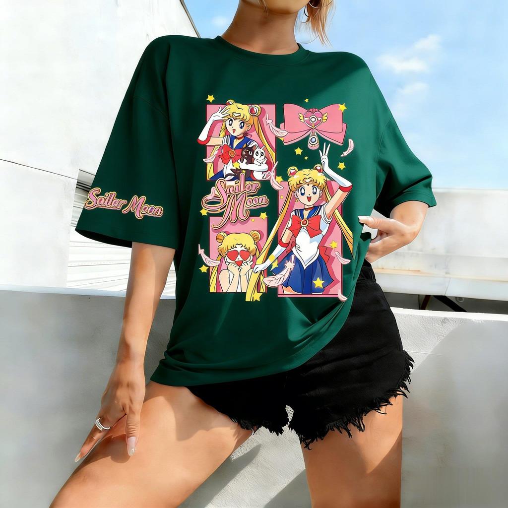 Oversized Vintage Sailor Moon Anime T Shirt Unisex Women Short Sleeve Tee Summer Graphic Print Streetwear Casual Tops Kids Unisex