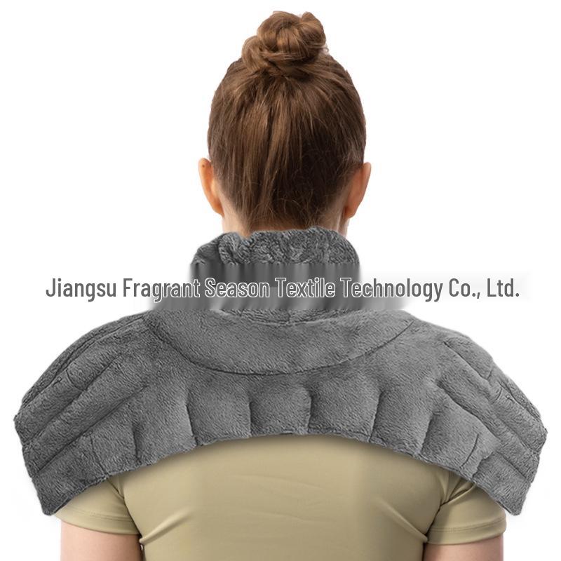 Microwave Heated Flaxseed Neck & Shoulder Wrap with Ceramic Fill and Magic Sticker Closure серый