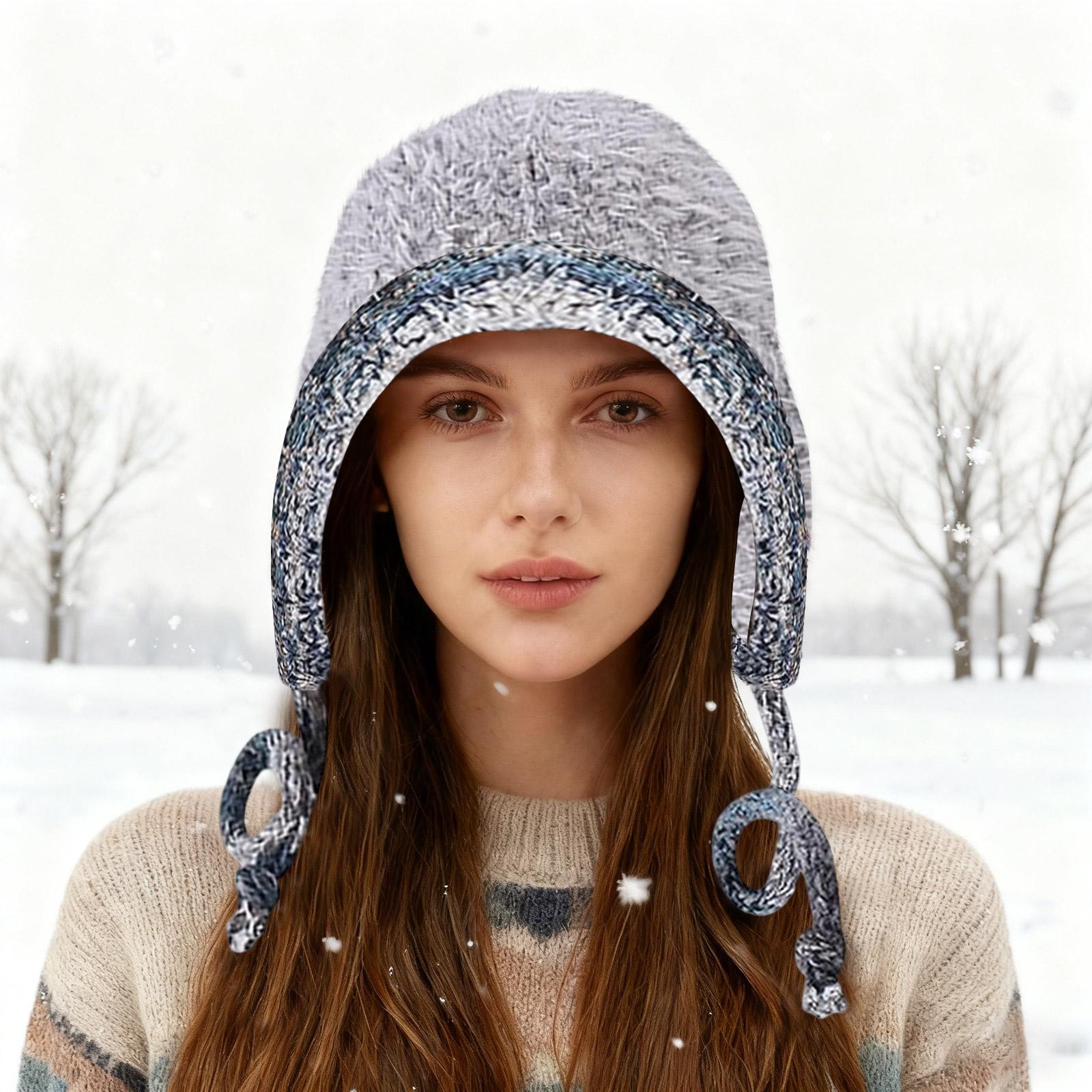 

Женская плюшевая шапка, Женский толстый носок, Вязаная пряжей шапка One Size