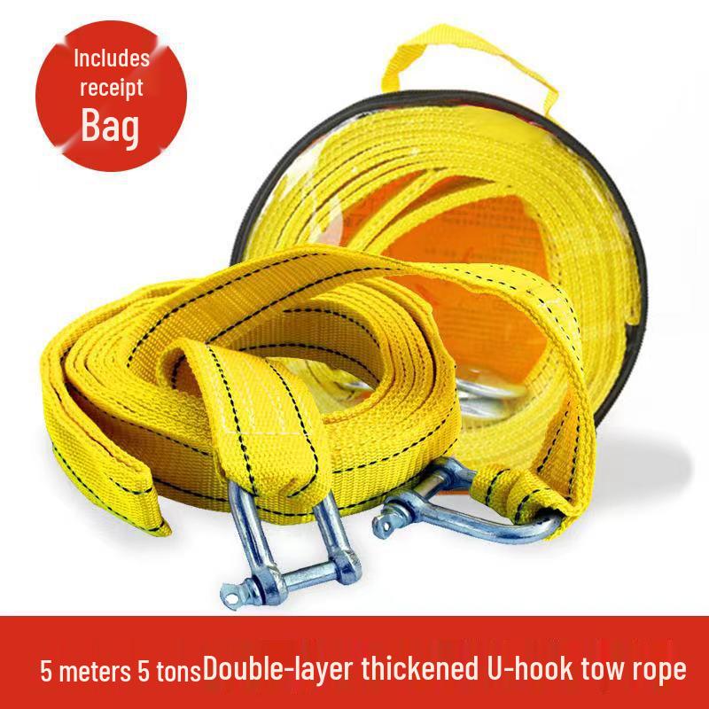 Safe Travel Steel Wire Car Tow Rope - Reinforced Emergency Tie-Down Strap